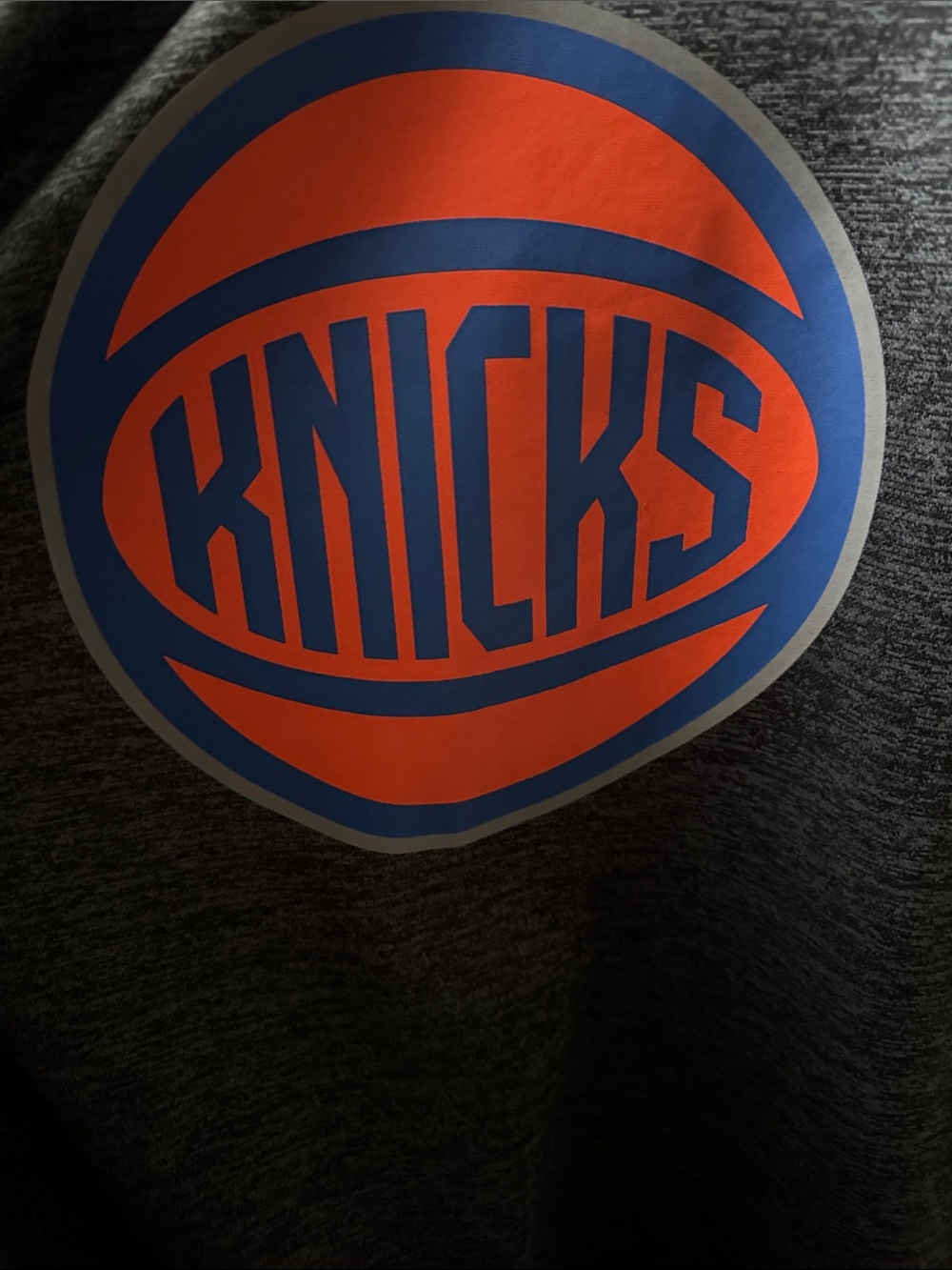 adidas Gray Hoodie with Orange & Blue Knicks Logo